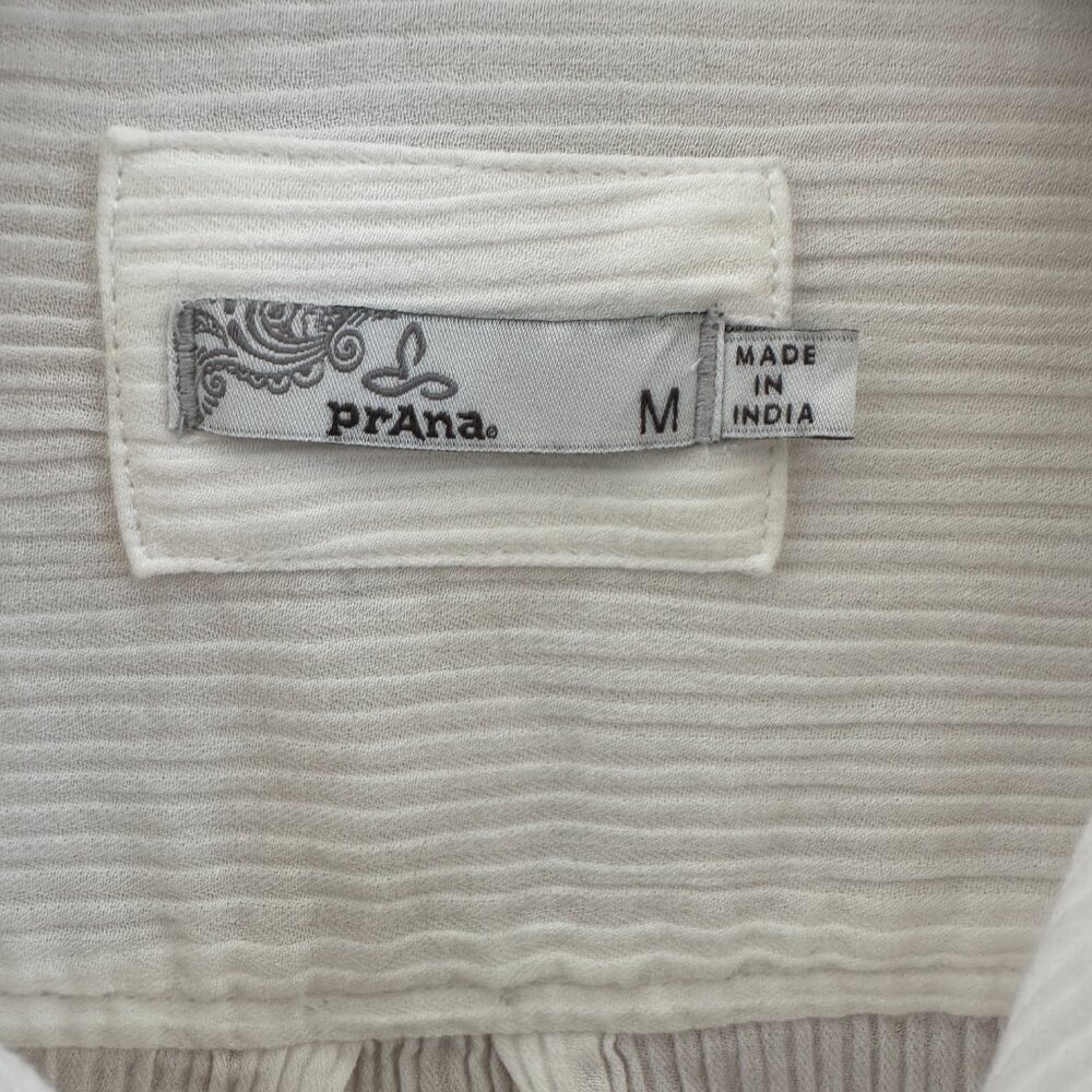 Prana White Stretch Button Down Medium Euc - image 3